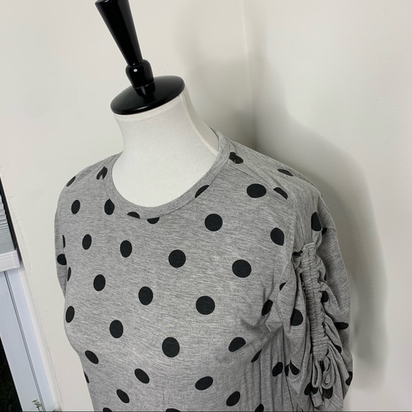 Cat & Jack | Kid’s Grey and Black Polka Dot Tshirt with Sleeve Detail - Picture 4 of 7